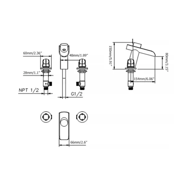 Morga Chrome Waterfall Bathroom 3 Hole Basin Tap with Crystal Handles - Image 8