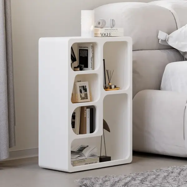 Codiys White Arched Nightstand with Open Display Shelves Art Deco Bedside Table - Image 4
