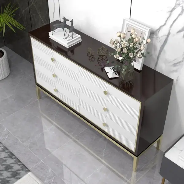 1500mm Modern Bedroom Dresser with 6 Drawers Cabinet for Storage in Gold - Image 4