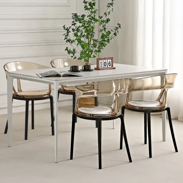 Modern Acrylic Dining Chair in Amber Dining Table Chairs with Arms - Image 4