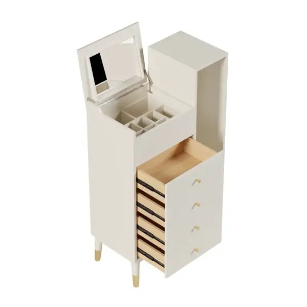 Modern White Mirrored Dresser Chifforobe Wardrobe Closet with 4 Drawers - Image 10