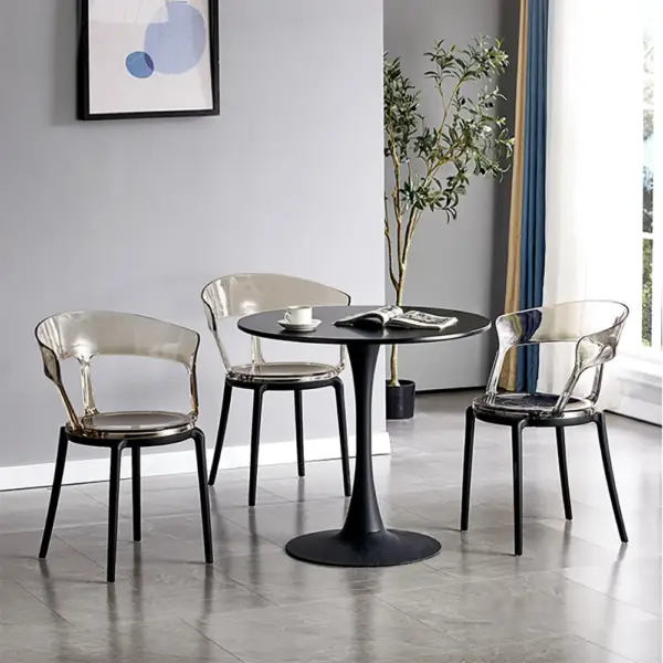 Modern Acrylic Dining Chair in Amber Dining Table Chairs with Arms - Image 2