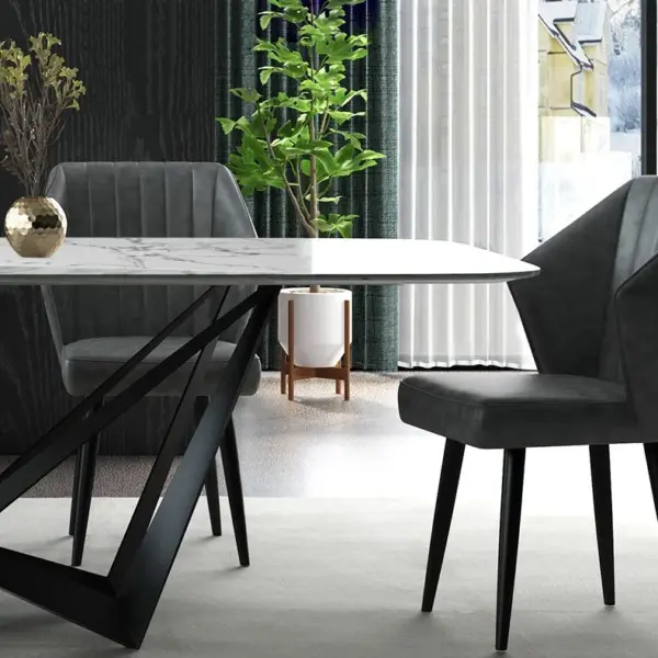 Modern Stylish 2000mm Dining Table Rectangle White Sintered Stone Top in Large - Image 4
