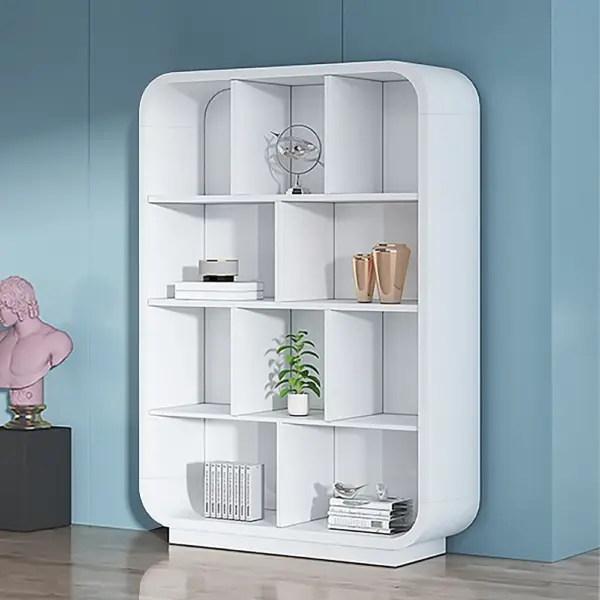 Chicent 2000mm Modern White Bookshelf 4-Tier Standard Bookcase with Rich Storage - Image 5