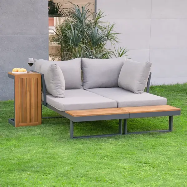 3-Pieces Sectional Outdoor Sofa Set with Cushion Back and Side Table - Image 4