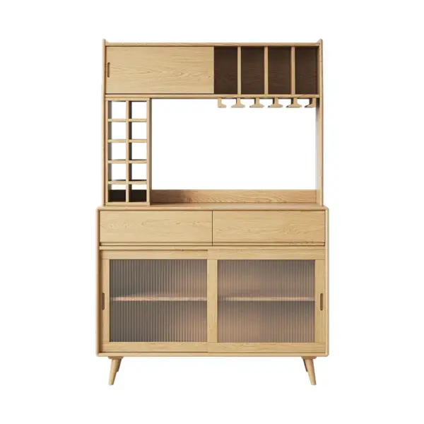Mid-Century Modern 1710mm Tall Freestanding Pantry Cabinet with Storage Natural Hutch - Image 9