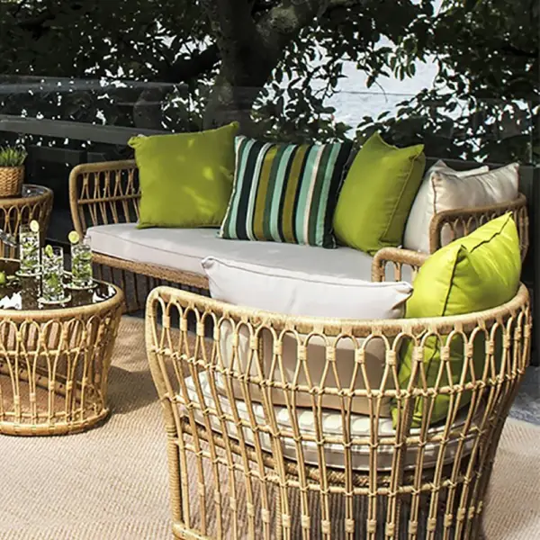 Boho 1880mm Natural Color Rattan Sofa Square Arm with Cushion Pillow - Image 3