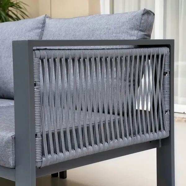7 Pieces Modern L Shape Patio Outdoor Sectional Sofa Set with Coffee Table in Gray for 6 - Image 11