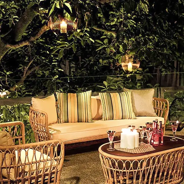 Boho 1880mm Natural Color Rattan Sofa Square Arm with Cushion Pillow - Image 2