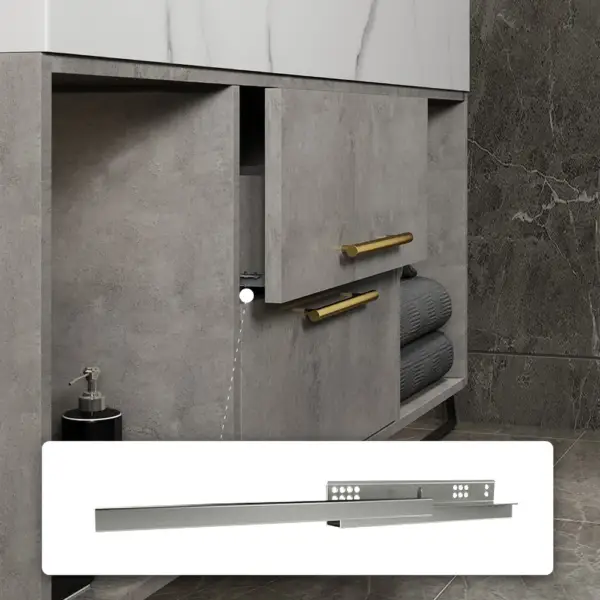 1000mm Grey Floating Bathroom Vanity with Stone Top Wall Mounted Cabinet - Image 15