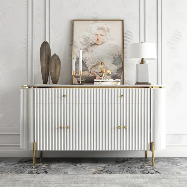 Yelly 1400mm Modern Marble Top Buffet & Sideboard Doors & Drawers & Shelves - Image 5