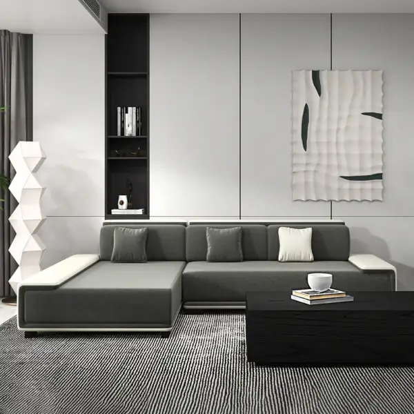 Doart 112" Cotton & Linen 4-Seater Modern Corner Modular Sectional Sofa L-Shaped - Image 2