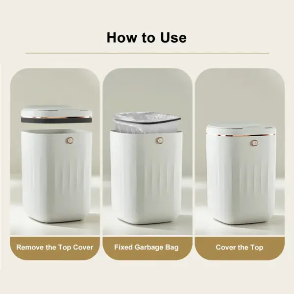 Automatic Touchless Motion Sensor Trash Can White Smart Garbage Can for Bathroom Kitchen - Image 6