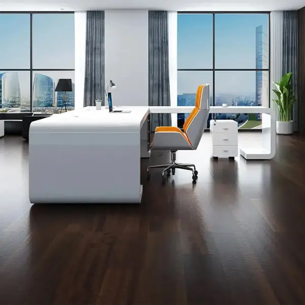 2200mm L-Shaped Modern Executive Desk of Right Hand with Drawers in White & Black - Image 5