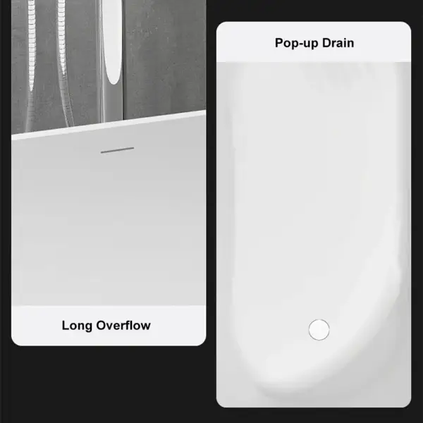 1000mm Modern Deep Oval Freestanding Matte White Stone Resin Japanese Soaking Bath - Image 7