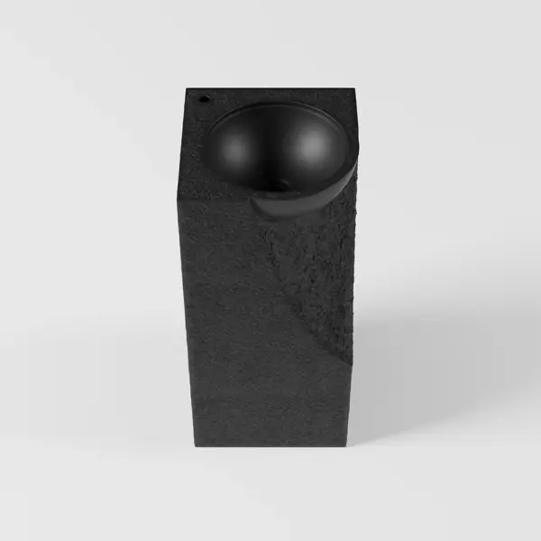870mm Japandi Tall Stone Resin Pedestal Basin with Rounded Basin Freestanding in Black - Image 11