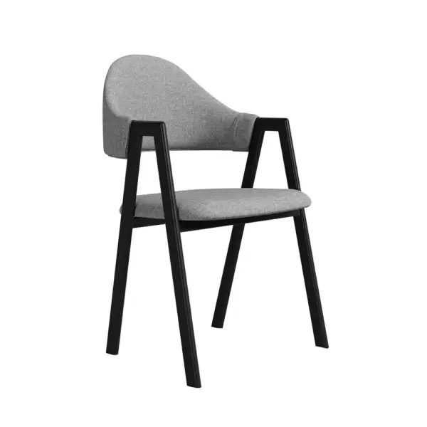 Gray Linen Upholstered Dining Chair Curved Back Chair Set of 2 - Image 9