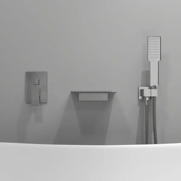 Wall Mount Bath Tap Solid Brass Single Lever Handle in Chrome - Image 5