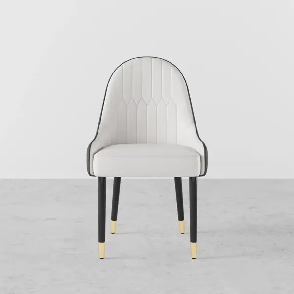 Darg Modern PU Leather Dining Chairs Set of 2 in White & Grey with Metal Legs - Image 8