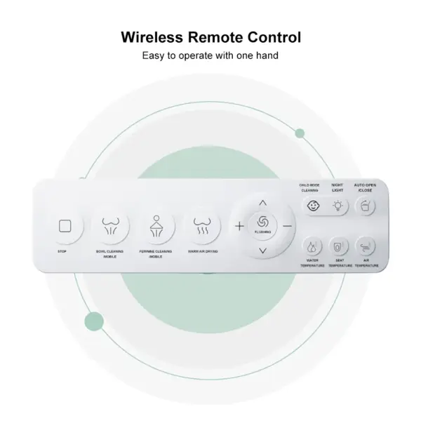 White Smart Toilet One-Piece Square with Intelligent Automatic Cover and Remote Control - Image 12