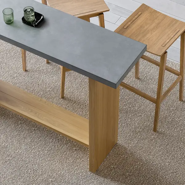 1400mm Concrete Grey Bar Height Pub Table Kitchen Bar Table Solid Wood Natural Pedestal - Image 7