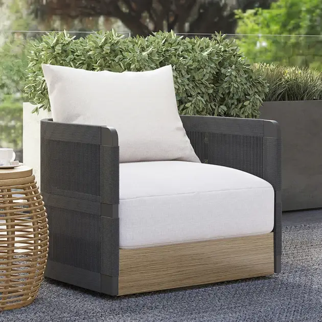 Black Woven Rope Outdoor Swivel Chair Sofa 360 Degree Rotatable Coastal Patio Armchair
