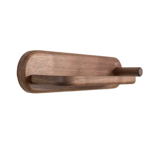 Wood Hair Dryer Holder Rack in Walnut with Accessories Storage & Shelf - Image 4