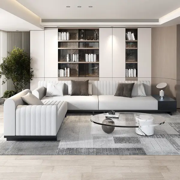 3980mm Modern Corner L-Shaped Sectional Sofa Cotton & Linen with Side Open Storage - Image 3