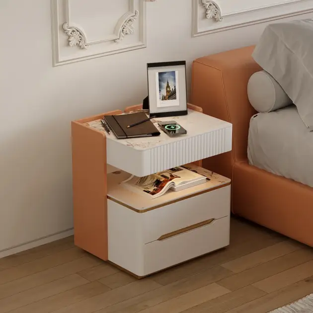 Vailora Modern Smart Nightstand with Wireless Charger & Sensor Light Bluetooth Speakers