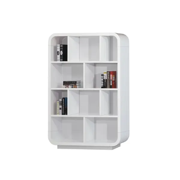 Chicent 2000mm Modern White Bookshelf 4-Tier Standard Bookcase with Rich Storage - Image 9