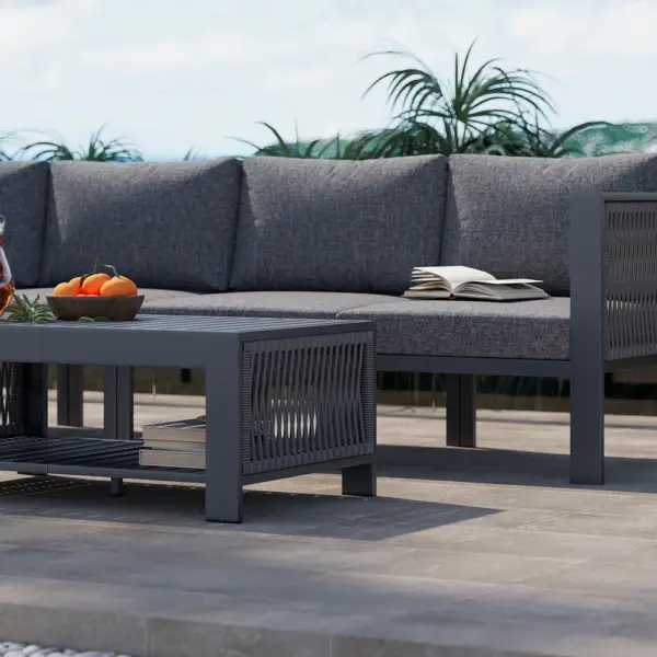 7 Pieces Modern L Shape Patio Outdoor Sectional Sofa Set with Coffee Table in Gray for 6 - Image 5