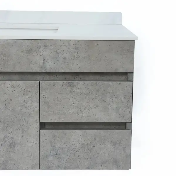 900mm Floating Bathroom Vanity with Faux Marble Countertop Basin Wall Mounted - Image 13