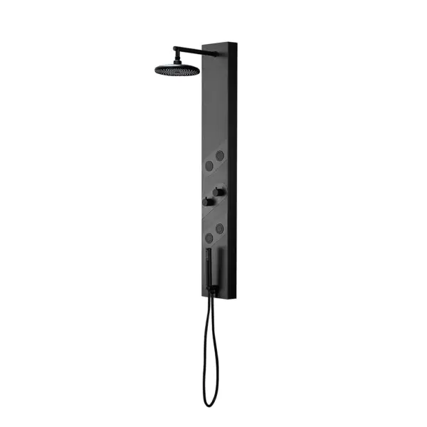 140mm Black Rainfall Shower Panel with Handheld Shower Adjustable Showerhead & Body Jets - Image 9