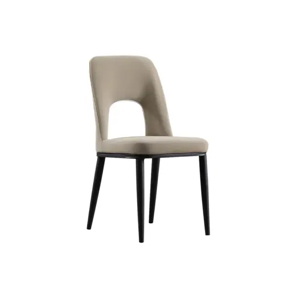 Modern Khaki Dining Chair Loop Backrest Armless Chair Carbon Steel in Black (Set of 2) - Image 11