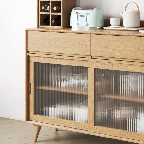 Mid-Century Modern 1710mm Tall Freestanding Pantry Cabinet with Storage Natural Hutch - Image 5