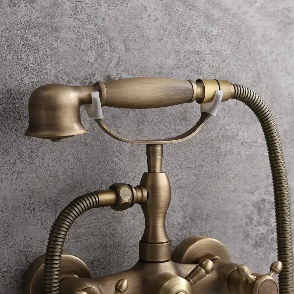 Chester Classic Style Antique Brass Wall Mount Clawfoot Tub Filler with Hand Shower - Image 5