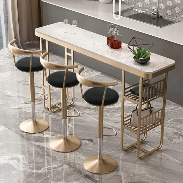 Modern Black Swivel & Adjustable Bar Height Stool with Backrest & Velvet Upholstery - Image 3