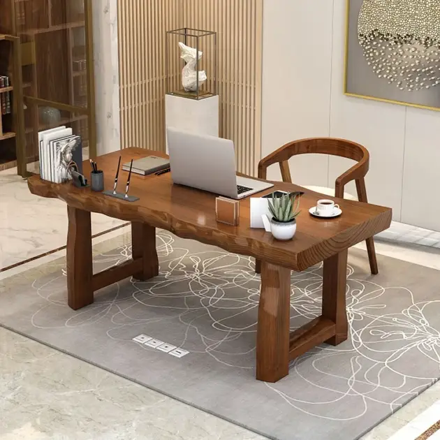 1200mm Rustic Computer Writing Desk with Drawer Pine Wood Desk
