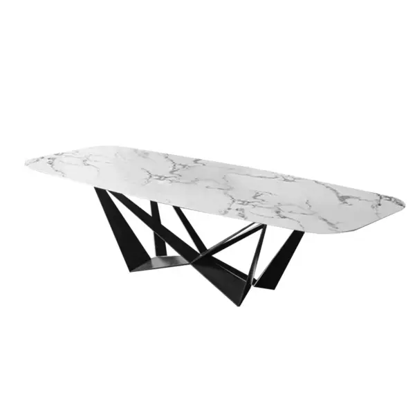 Modern Stylish 2000mm Dining Table Rectangle White Sintered Stone Top in Large - Image 5