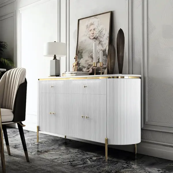 Yelly 1400mm Modern Marble Top Buffet & Sideboard Doors & Drawers & Shelves - Image 2