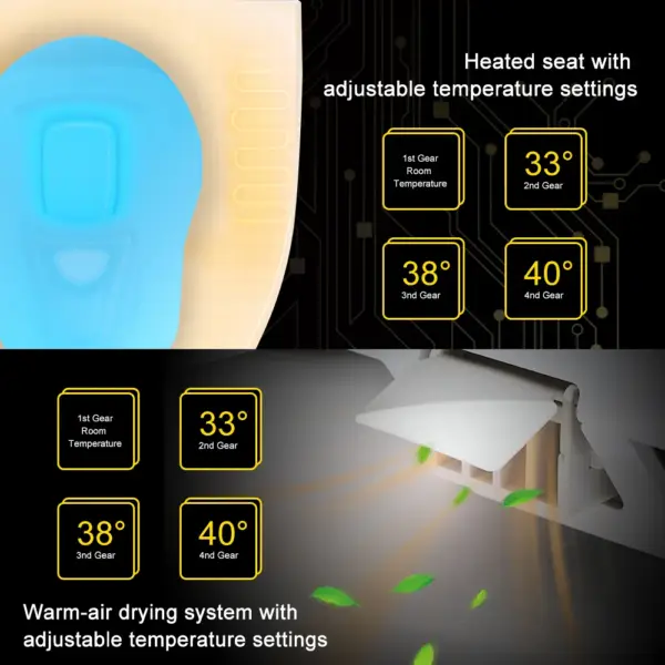 Black One-Piece Floor Mounted Elongated Smart Toilet & Bidet with Seat Horizontal Outlet - Image 23