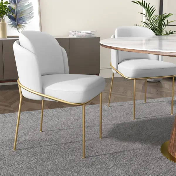 Mid-Century Modern 7 Piece Dining Room Sets 1200mm Round Dining Table White 6 Chairs - Image 6