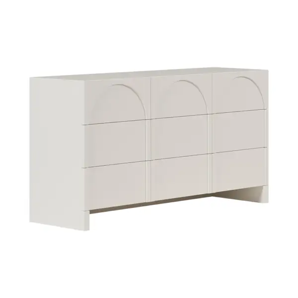 1350mm Japandi Cream White Dresser Nordic Arch Chest of 9 Drawers Storage Cabinet - Image 7