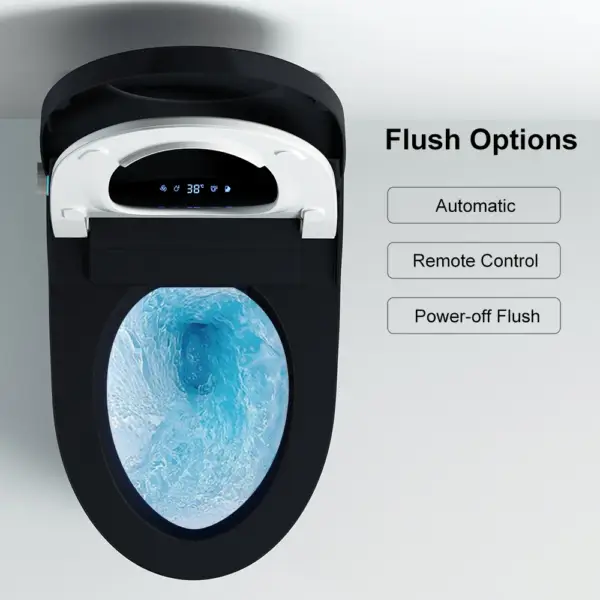 One-Piece Elongated Black Smart Toilet Automatic Toilet Self-Clean Horizontal Outlet - Image 18