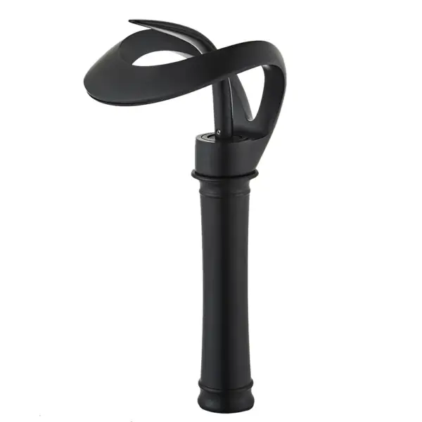 Modern Elegant Waterfall Bathroom Countertop Basin Tap Single Handle Solid Brass Black - Image 11