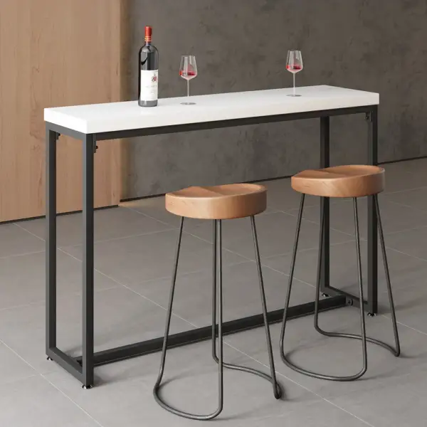 1500mm Industrial Rectangular White Bar Height Table Dining Table for Breakfast Nook - Image 2