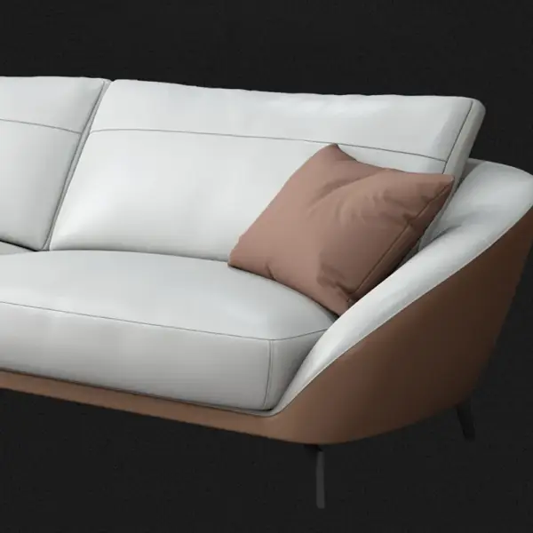 2000mm White Leath-Aire Sofa Upholstered Sofa 3-Seater Sofa Luxury Sofa - Image 5