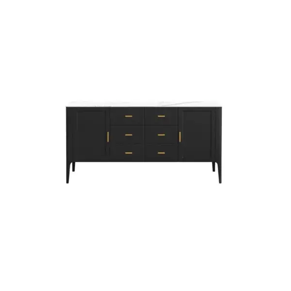 Modern Black Sideboard Buffet Sintered Stone Top Drawers&2 Doors Kitchen Cabinet - Image 8