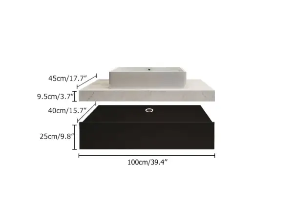 1000mm Modern Floating Bathroom Vanity Set With Single Basin White and Black - Image 13