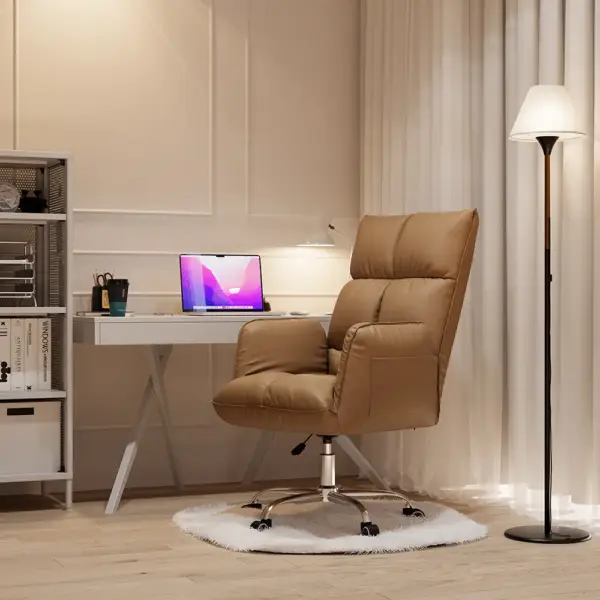 Modern PU Leather Task Chair Upholstered Swivel Office Chair Height Adjustable - Image 2